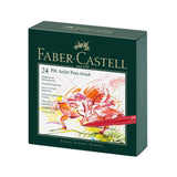 Faber-Castell Pitt Artist India Ink teptukinių rašiklių rinkinys, 24 vnt., įvairių spalvų