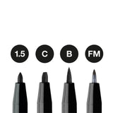 Faber-Castell Pitt Artist India Ink rašiklių rinkinys, 4 vnt., juodos spalvos, 1.5, C, B, FM