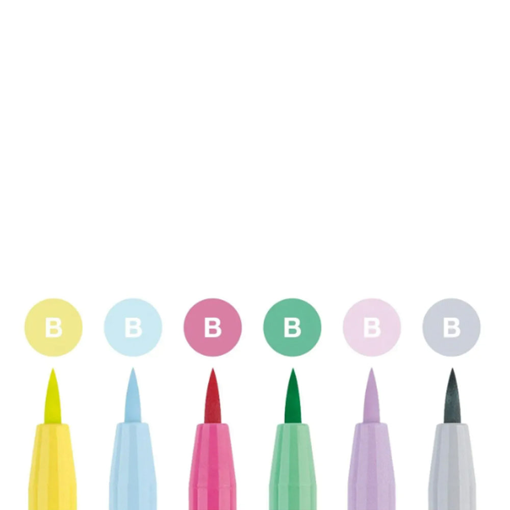 Faber-Castell Pitt Artist India Ink teptukinių rašiklių rinkinys, 6 vnt., įvairių pastelinių spalvų
