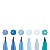 Faber-Castell Pitt Artist India Ink teptukinių rašiklių rinkinys, 6 vnt., įvairių mėlynų atspalvių