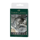 Faber-Castell Pitt Artist India Ink rašiklių rinkinys, 8 vnt., juodos ir pilkos atspalviai