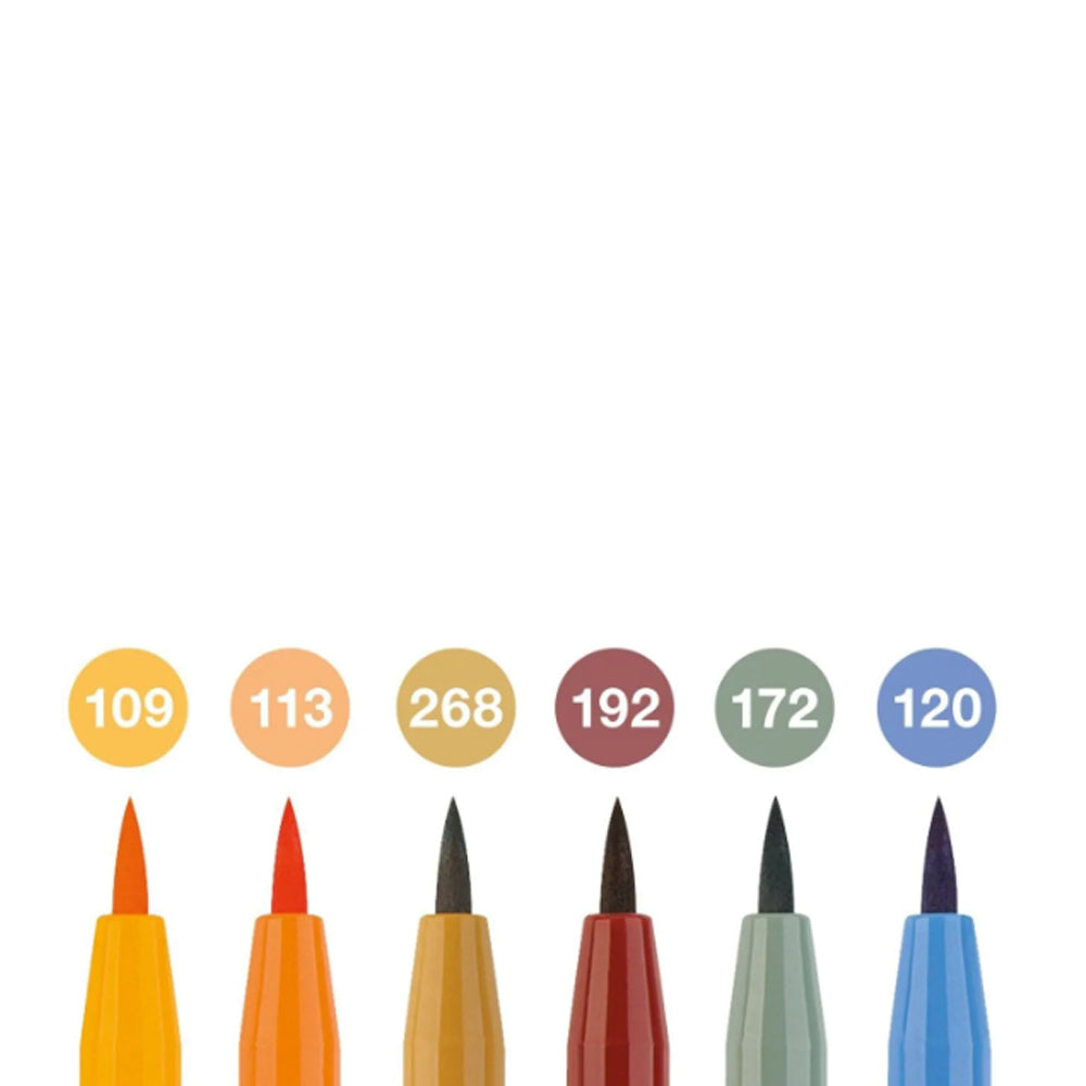 Faber-Castell Pitt Artist India Ink teptukinių rašiklių rinkinys, 6 vnt., Harvest
