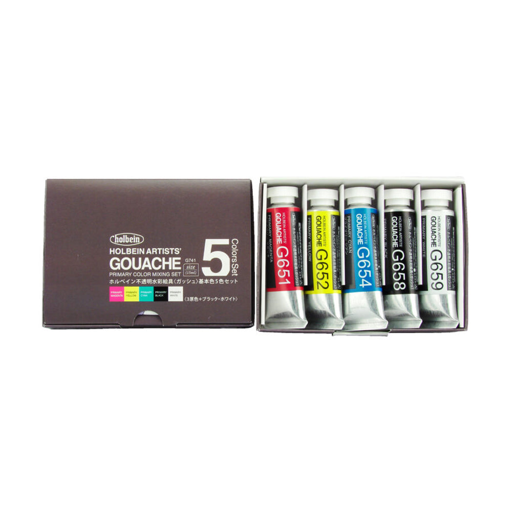 Holbein Artists’ guašo tūbelėse rinkinys, 5x15 ml