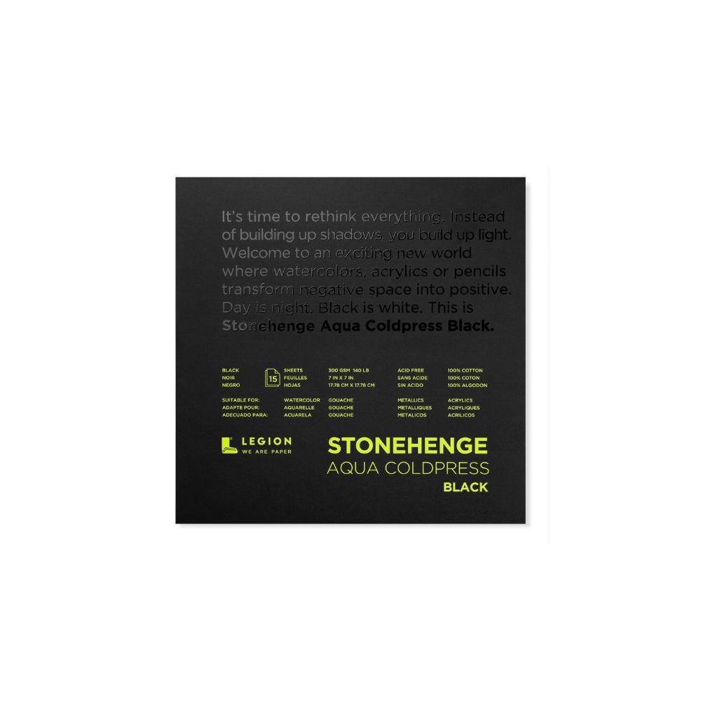Stonehenge Aqua Black watercolour paper, 15 sheets, 300 gsm