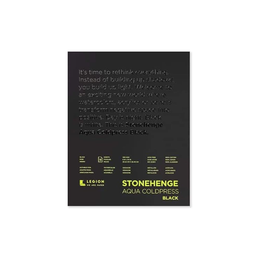 Stonehenge Aqua Black watercolour paper, 15 sheets, 300 gsm