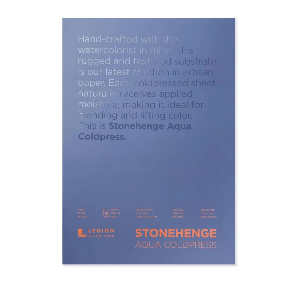 Stonehenge Aqua White watercolour paper, 15 sheets, 300 gsm