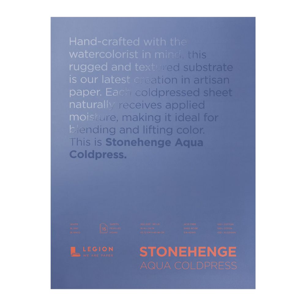 Stonehenge Aqua White watercolour paper, 15 sheets, 300 gsm