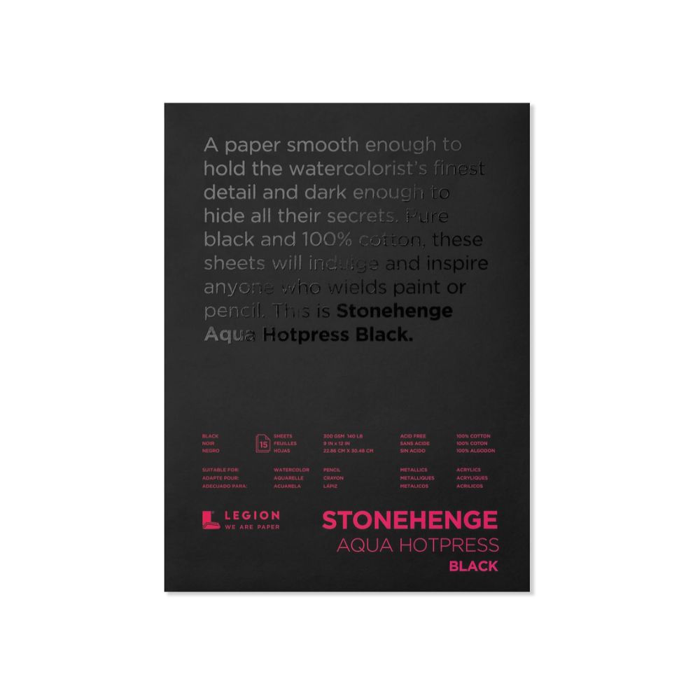 Stonehenge Aqua Black watercolour paper, 15 sheets, 300 gsm