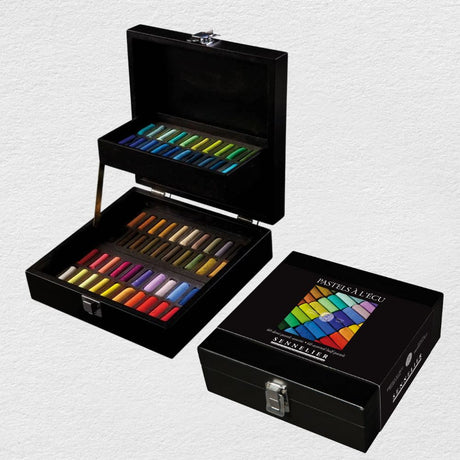Sennelier ½-size dry pastel set in a wooden box, 60 colours