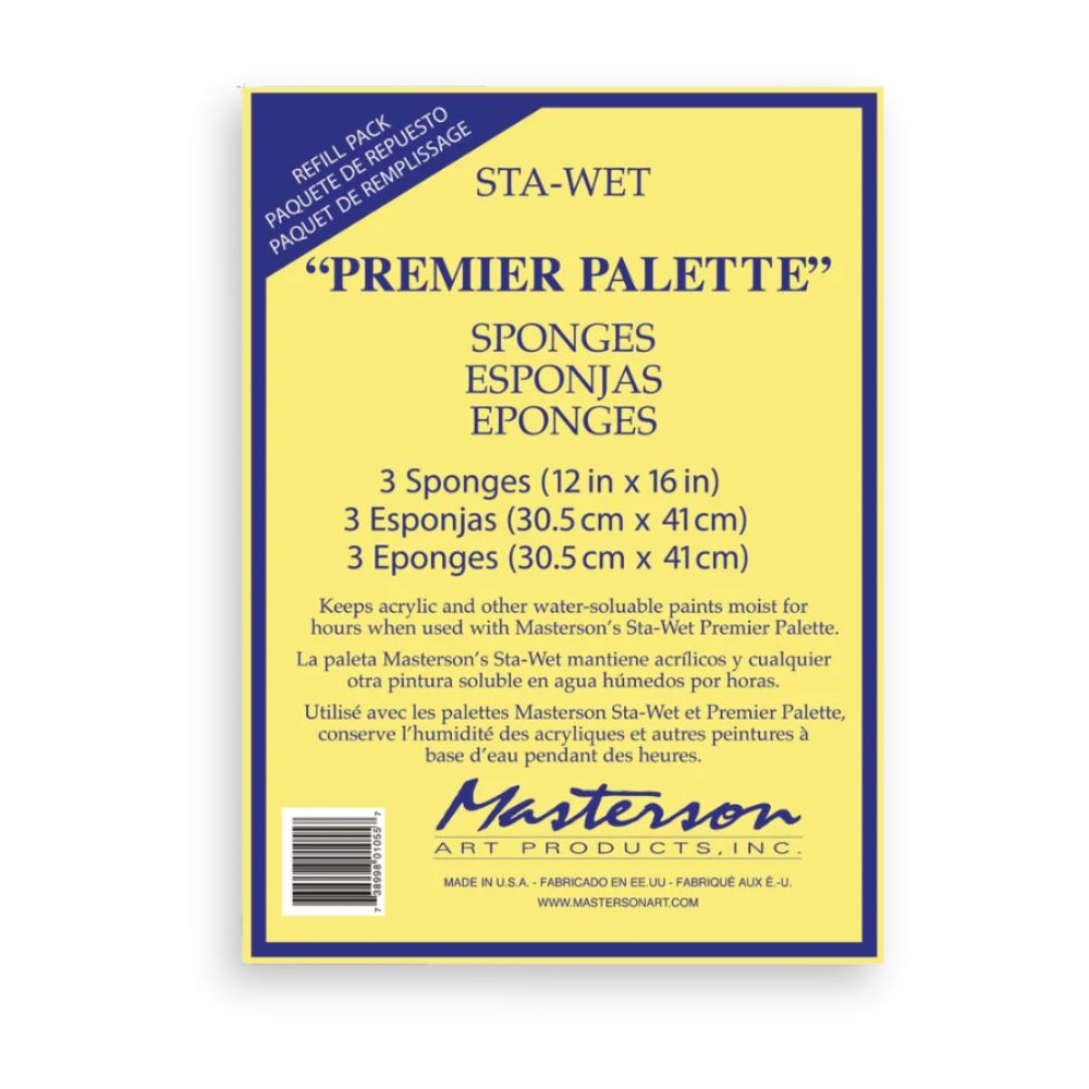 Masterson Sta-Wet Premier Wet Palette Sponge Refill Pack, 3 pcs.