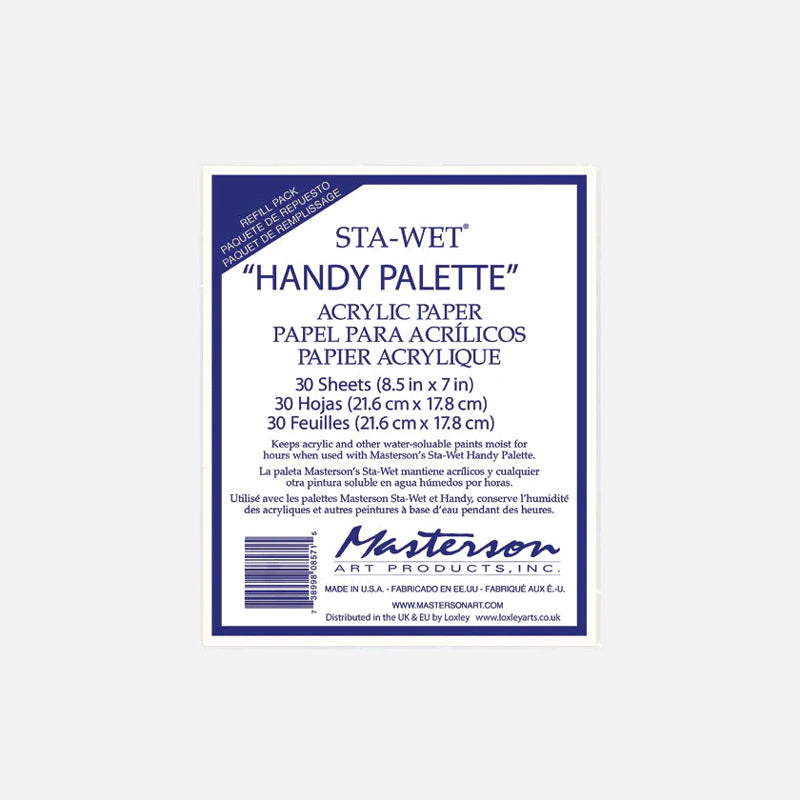 Masterson Sta-Wet Handy šlapios paletės akrilo popieriaus papildymo rinkinys, 30 lapų