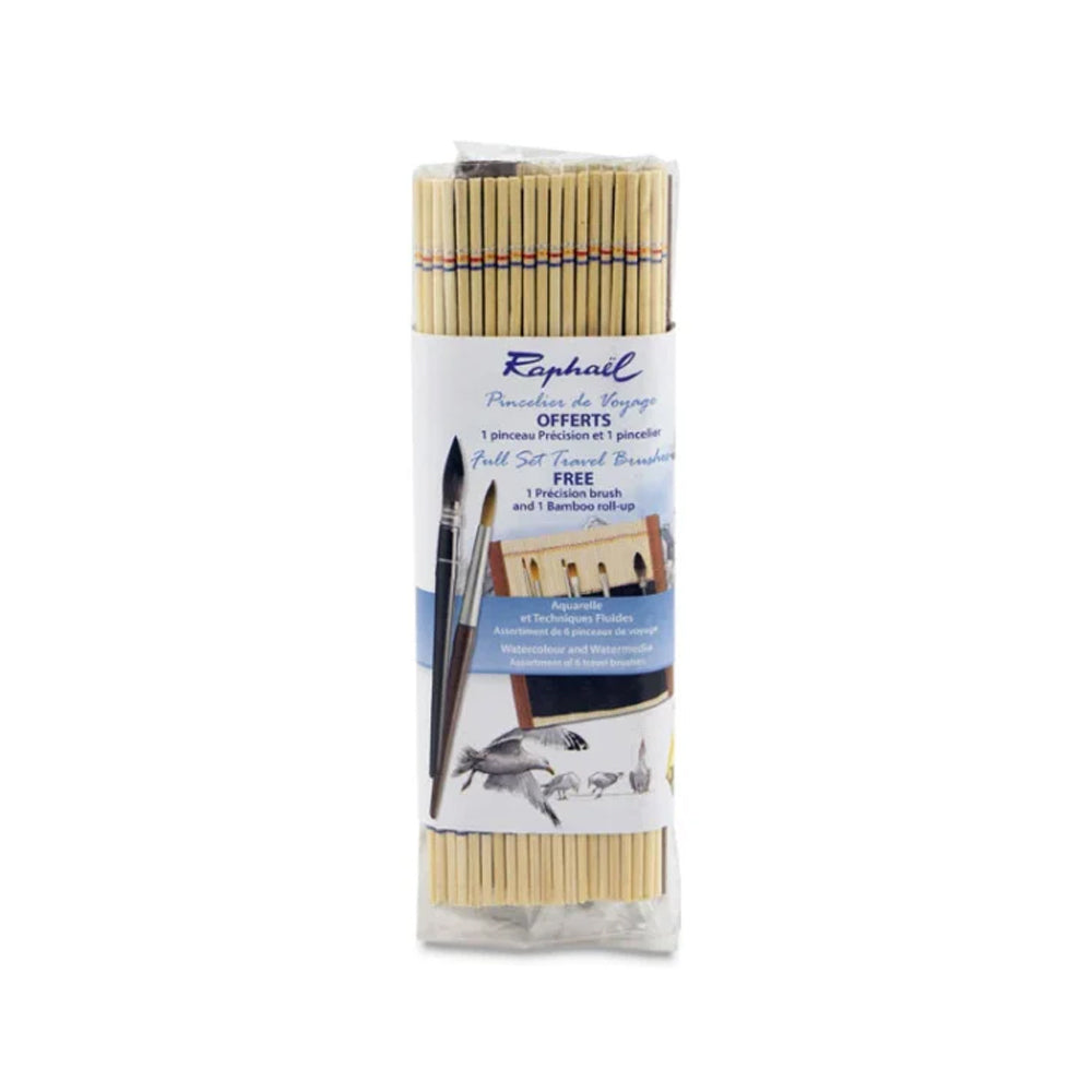 Raphaël Bamboo Roll Travel Brush Set, 6 pcs.
