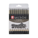 Sakura Pigma Micron Black Fineliner Set, 10 Pens