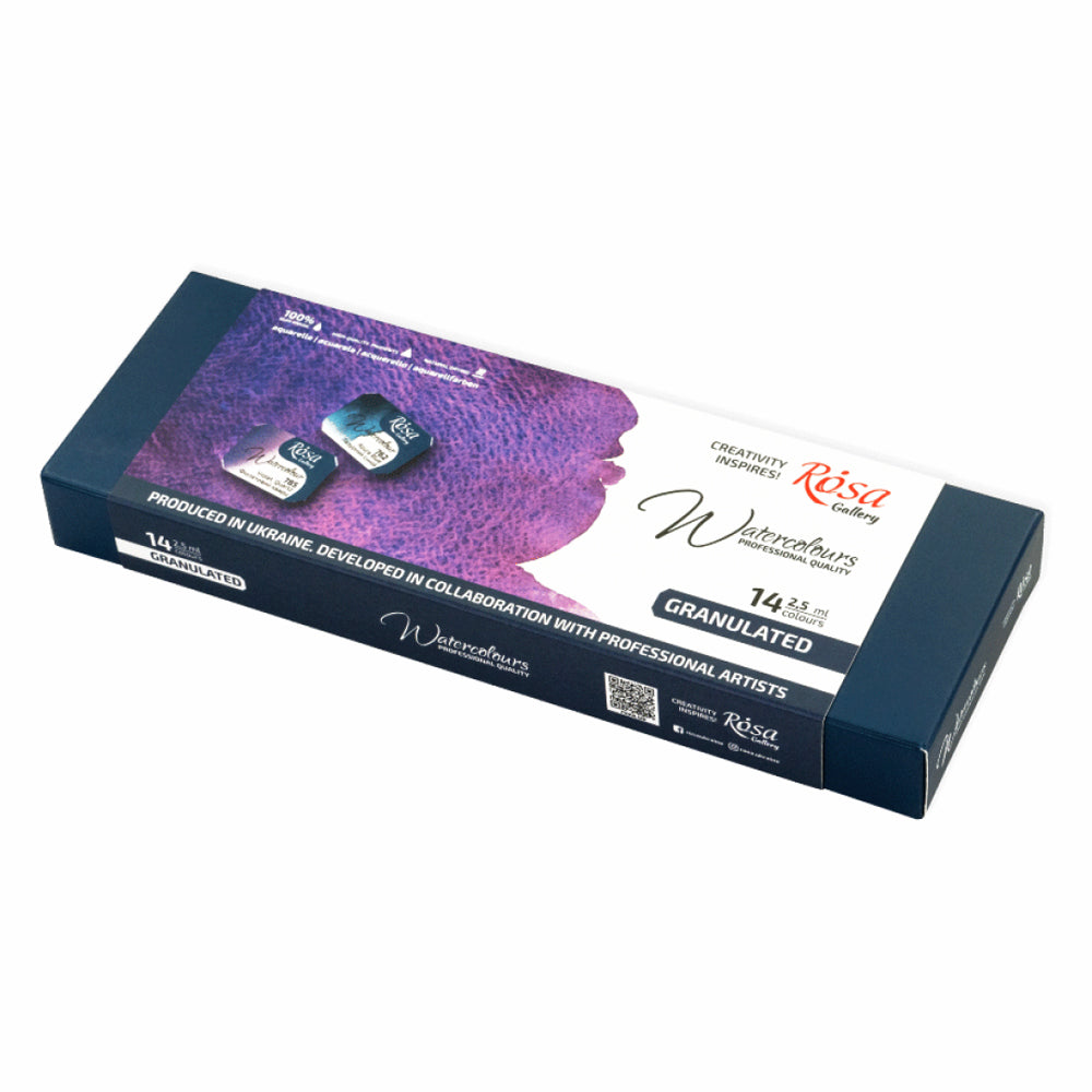 ROSA Gallery Watercolor Metal Case Set - Granulation, 14 colors