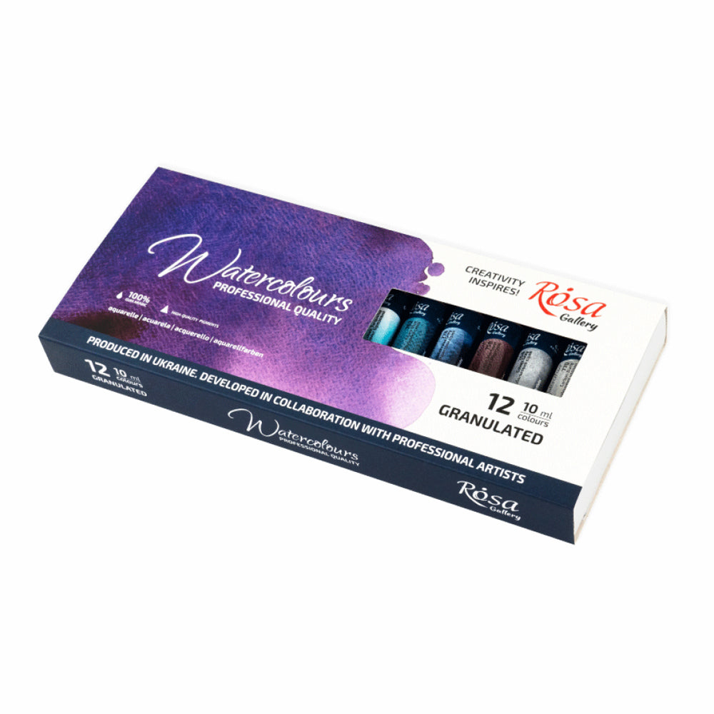 ROSA Gallery Watercolour Cardboard Set - Granulation, 12x10 ml