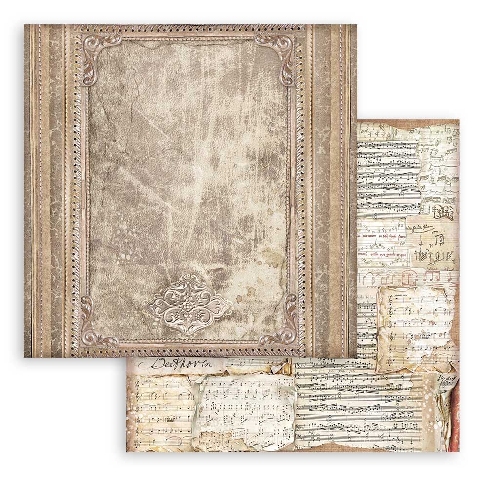 Stamperia Double-Sided Scrapbooking Paper Set - Vintage Library Backgrounds Selection, 10 units