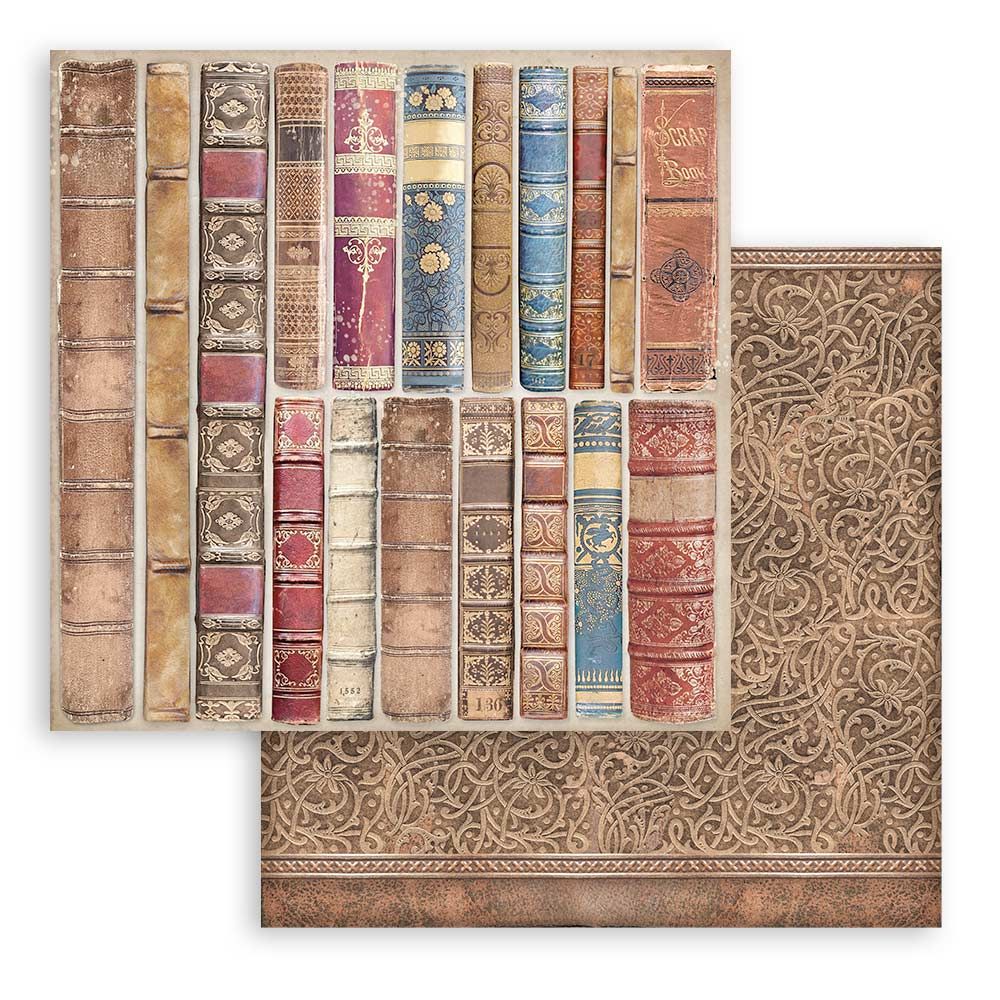Stamperia Double-Sided Scrapbooking Paper Set - Vintage Library Backgrounds Selection, 10 units