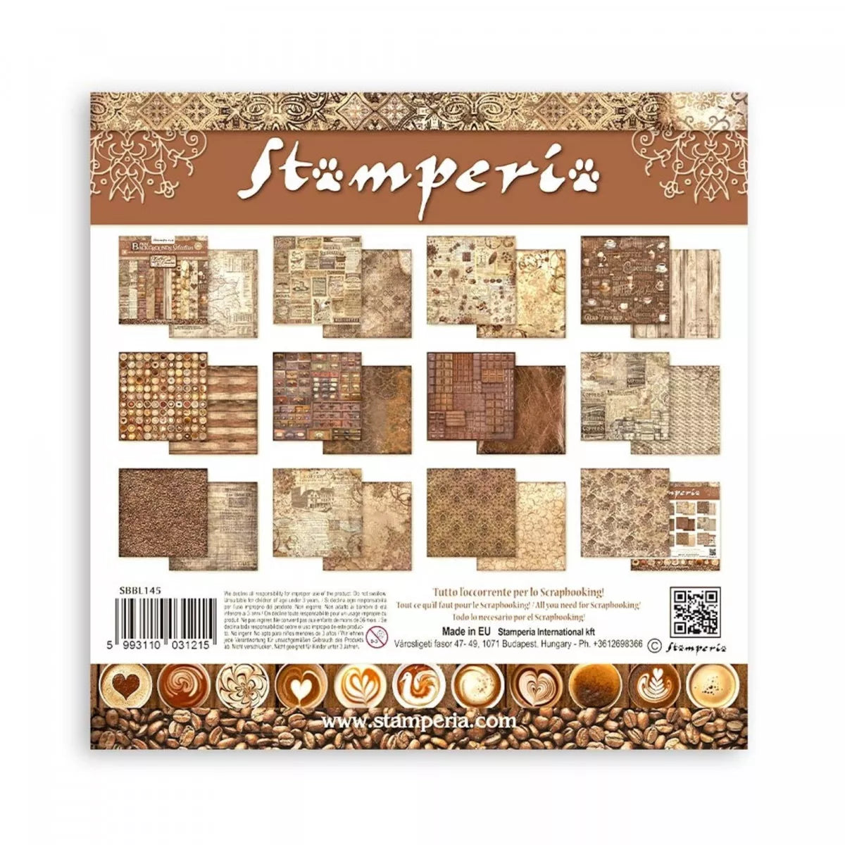 Stamperia Double-Sided Scrapbooking Paper Set - Coffee and Chocolate, 10 units