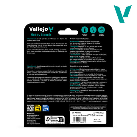 Vallejo Hobby Stencils - Assorted German WWII Tank Markings