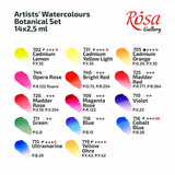 ROSA Gallery Watercolour Metal Tin Set - Botanical, 14 colours