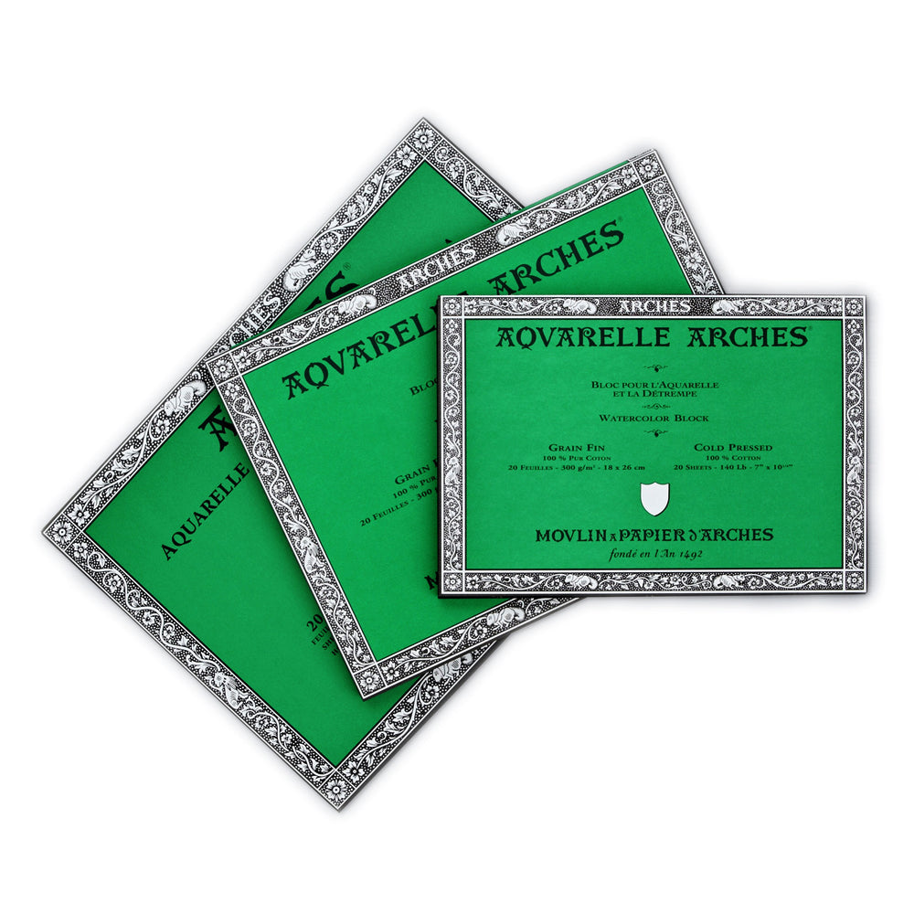 Arches akvarelinio popieriaus blokas, Cold Pressed, 300 gsm, 100 % medvilnė, 20 lapų
