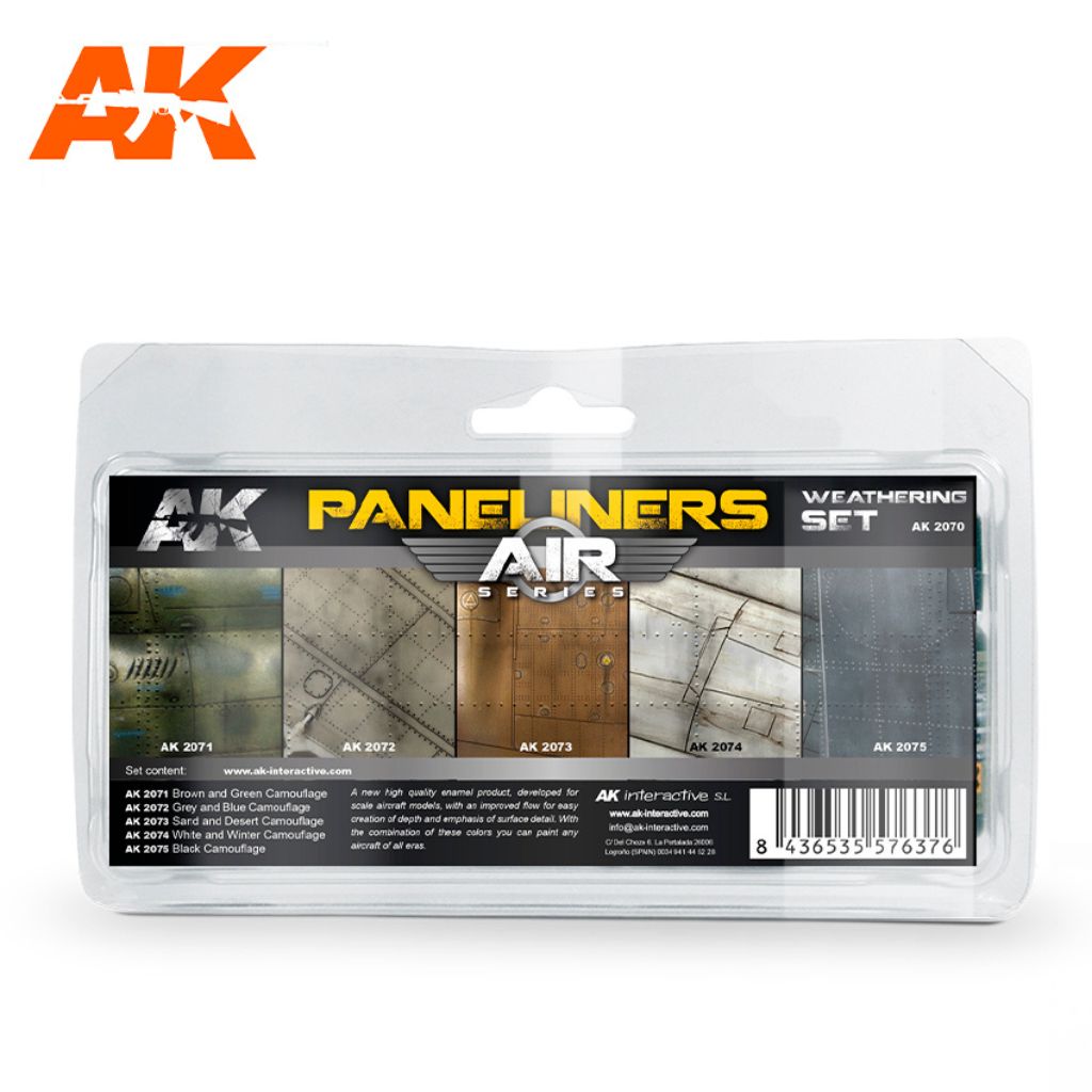 AK Interactive Air Paneliners Weathering sendinimo priemonių rinkinys, 5x35 ml