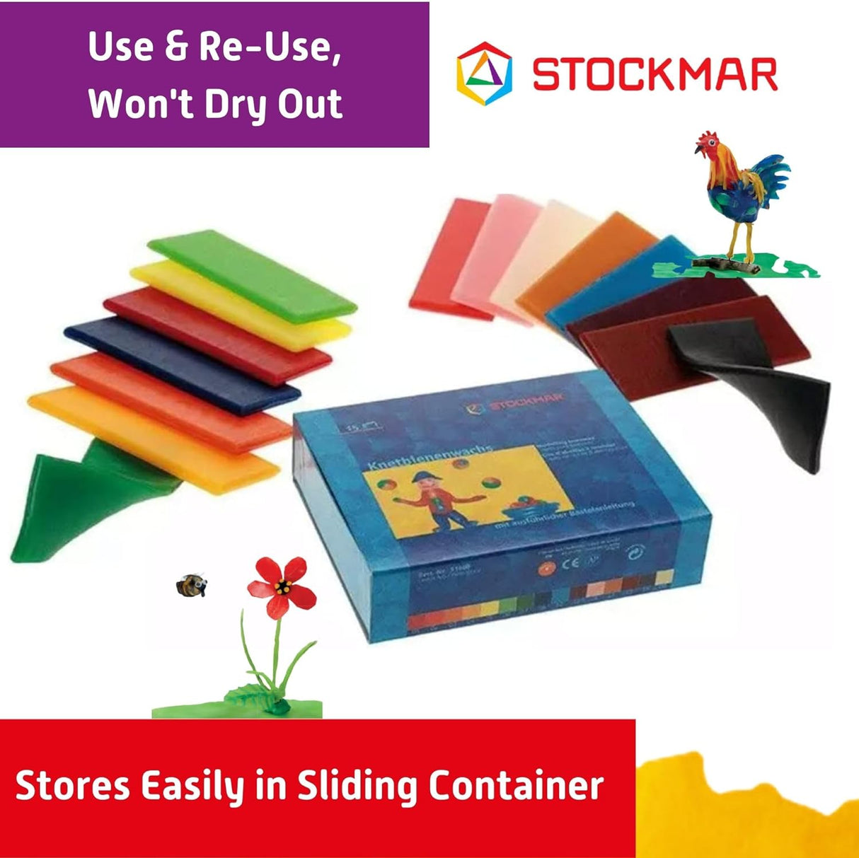 Stockmar Beeswax Modelling Sheet Set, 15 colors